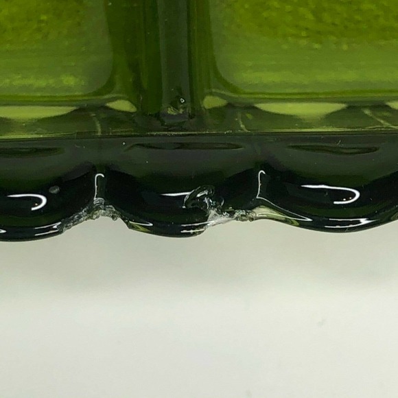Vintage Olive Green Indiana Glass Divided Tray With Fruit Pattern Relish MidCent - Picture 7 of 9